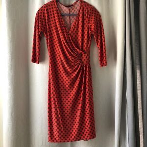 3/4 sleeve polka dot dress